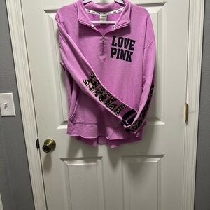 PINK Victoria's Secret Pink Lavender Zip-Up Hoodie with Black Logo